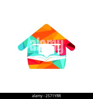 Modèle de chapeau de graduation et de logo vectoriel de livre. Concept du logo Education. Illustration de Vecteur