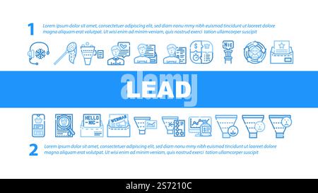 vecteur d'en-tête de page web d'atterrissage d'entreprise client de génération de leads. Marketing entonnoir, conversion numérique entrante, stratégie d'aimant client, génération de prospects de site Web illustration commerciale client. vecteur d'en-tête d'atterrissage d'entreprise client de génération de leads Illustration de Vecteur