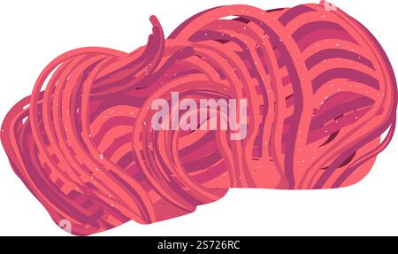 Viande de porc hachée dans une boucherie, assortiment de magasins isolés de produits biologiques et sains. Ingrédients de cuisson veau ou bœuf. Garnissage et morceaux hachés pour recettes. Vecteur dans l'illustration de style plat. Viande de porc hachée, assortiment de boucherie Illustration de Vecteur