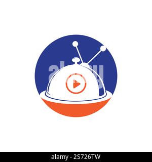 Modèle de conception du logo Bistro Food tv Vector. Concept du logo de la chaîne alimentaire. Illustration de Vecteur