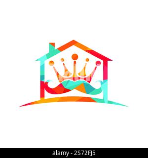 Motif moustachu King Vector. Élégant et élégant logo de la couronne de moustache. Illustration de Vecteur
