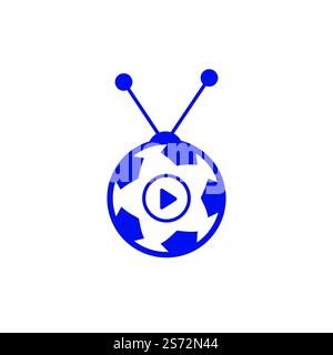 Modèle de conception de logo de télévision de football vectoriel. Logo de l'icône TV football. Illustration de Vecteur