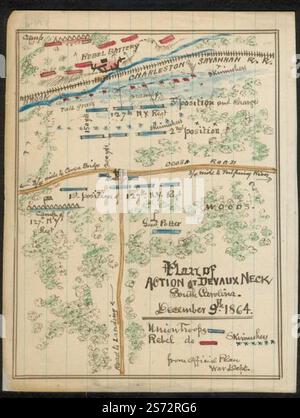 Plan d'action à Devaux Neck en Caroline du Sud. 9 décembre 1864. 1864 par Sneden Robert Knox Banque D'Images