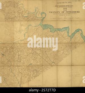 Carte des environs de Petersburg : établie sous la direction de A.H. Campbell, capitaine, P.E., C.S.A., chargé Topl. dept., D.N.V. 1864 par les États confédérés d'Amérique. Armée. Dept. de Virginie du Nord. Bureau de l'ingénieur en chef, Campbell Albert H. (Albert Henry), Lee Robert E. (Robert Edward) Banque D'Images