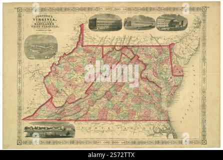 Johnson's Virginia, Delaware, Maryland & West Virginia 1864 par Johnson A. J. (Alvin Jewett) Banque D'Images