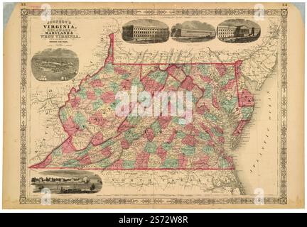Johnson's Virginia, Delaware, Maryland et Virginie occidentale. 1864 par Johnson A. J. (Alvin Jewett) Banque D'Images
