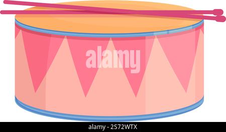 Vecteur de dessin animé d'icône de jouet de tambour. Ranger le jouet. Étagère pour enfants. Vecteur de dessin animé d'icône de jouet de tambour. Ranger le jouet Illustration de Vecteur