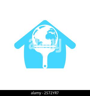 Pinceau et logo globe Vector. Concept global de logo d'icône de peinture. Illustration de Vecteur