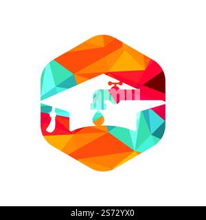 Concept de conception de logo de services de plomberie. Motif icône représentant un robinet et un chapeau de graduation. Illustration de Vecteur
