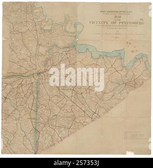 Carte des environs de Petersburg 1864 par Campbell Albert H. (Albert Henry), Gilmer Jeremy Francis, États confédérés d'Amérique. Armée. Dept. de Virginie du Nord. Bureau de l'ingénieur en chef. Banque D'Images