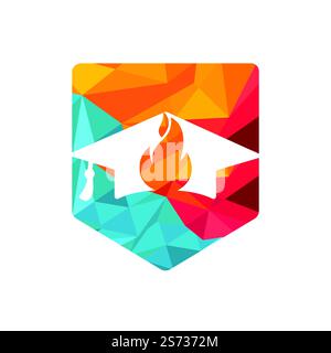 Design du logo vecteur d'éducation. Concept de capuchon de graduation et de logo de torche. Illustration de Vecteur