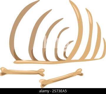 Animaux préhistoriques éteints et créatures fossiles et structure du squelette osseux. Exposition du musée d'archéologie, restes de dinosaures ou de mammouths. Mammifères anciens et carnivores. Vecteur dans le style plat. Squelette osseux laissé par un animal éteint dans le passé Illustration de Vecteur