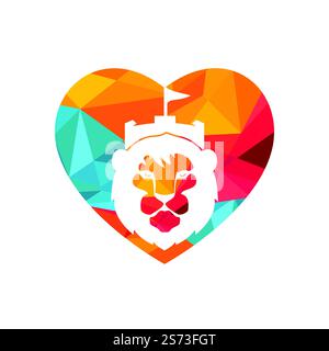 Modèle de conception du logo Lion fort Vector. Concept du logo du château de roi. Illustration de Vecteur