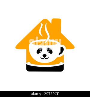 Modèle de conception du logo Panda Coffee Vector. Concept du logo du café-restaurant ou du restaurant. Illustration de Vecteur