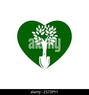 Logo représentant un arbre de pelle. Modèle de conception du logo Green Garden Environment. Illustration de Vecteur