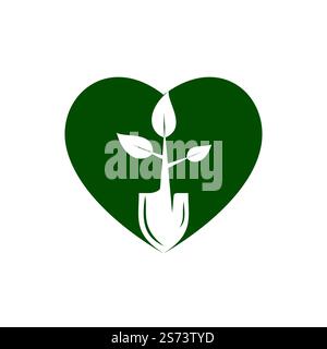 Logo représentant un arbre de pelle. Modèle de conception du logo Green Garden Environment. Illustration de Vecteur