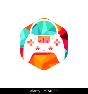 Logo Vector de la boutique de jeux. conception. Combinaison de sacs à provisions joystick à motif vectoriel. Illustration de Vecteur
