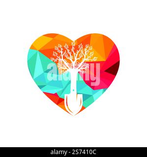 Logo représentant un arbre de pelle. Modèle de conception du logo Green Garden Environment. Illustration de Vecteur