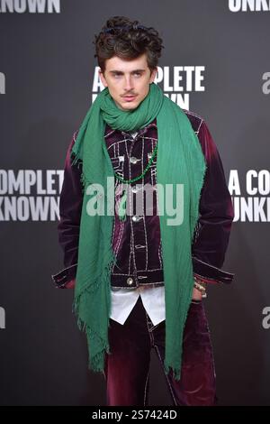 Rome, Italie. 17 janvier 2025. Timothée Chalamet assiste à la première photo de 'A Complete Unknown' à l'Hôtel de la ville le 17 janvier 2025 à Rome, Italie. Crédit : dpa/Alamy Live News Banque D'Images
