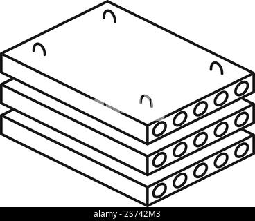 Icône blocs creux en béton. Matériau de construction isolé sur fond blanc. Icône blocs creux en béton. Matériau de construction Illustration de Vecteur