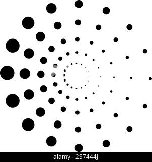 Cercles de demi-teintes. Logo en pointillés. Signe de spot dégradé isolé sur fond blanc. Cercles de demi-teintes. Logo en pointillés. Signe de point de gradient Illustration de Vecteur