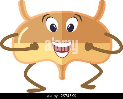 Drôle de caractère de vessie. Organe humain de dessin animé mignon isolé sur fond blanc. Drôle de caractère de vessie. Organe humain mignon de dessin animé Illustration de Vecteur