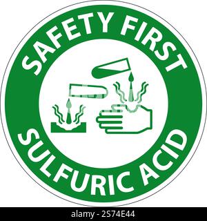 Signe de sécurité d'abord acide sulfurique sur fond blanc Illustration de Vecteur