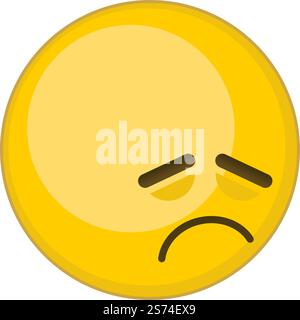Visage désapponté. Emoji jaune avec expression faciale froncée isolée sur fond blanc. Visage désapponté. Emoji jaune avec expression faciale froncée de sourcils Illustration de Vecteur
