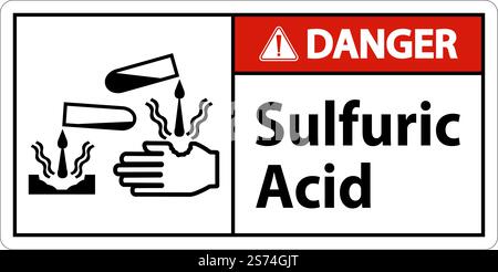 Danger acide sulfurique signe sur fond blanc Illustration de Vecteur