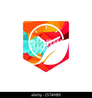 Logo vecteur de temps nature. Combinaison horloge vectorielle et logo feuille. Illustration de Vecteur