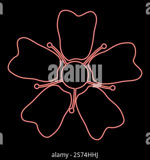 Fleur de néon sakura rouge illustration vectorielle image de style plat lumière. Fleur de néon sakura rouge illustration vectorielle image style plat Illustration de Vecteur