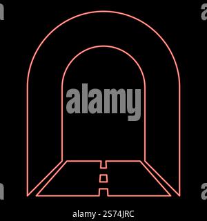 Tunnel de métro néon avec route pour l'icône de voiture couleur noire illustration vectorielle style plat simple imagein cercle rond rouge illustration vectorielle image style plat lumière. Tunnel de métro néon avec route pour l'icône de voiture illustration de couleur noire en cercle rond rouge illustration vectorielle d'image style plat Illustration de Vecteur