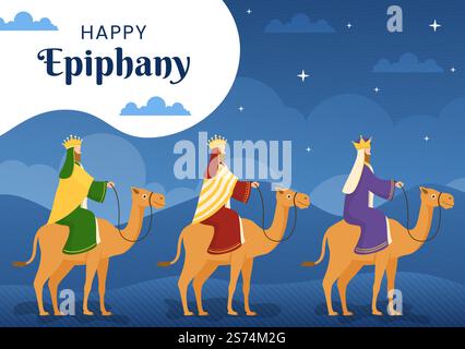 Illustration des modèles dessinés à la main du dessin animé du dessin animé du dessin animé de Happy Epiphany Day Illustration de Vecteur