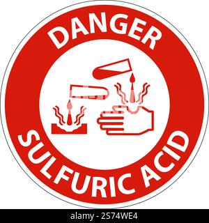 Danger acide sulfurique signe sur fond blanc Illustration de Vecteur