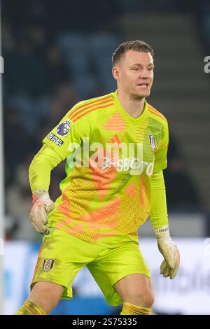 King Power Stadium, Leicester, Royaume-Uni. 18 janvier 2025. Premier League Football, Leicester City versus Fulham ; Bernd Leno of Fulham Credit : action plus Sports/Alamy Live News Banque D'Images