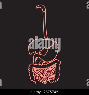 Néon système digestif rouge illustration vectorielle image de style plat lumière. Néon système digestif rouge illustration vectorielle image de vecteur de couleur style plat Illustration de Vecteur