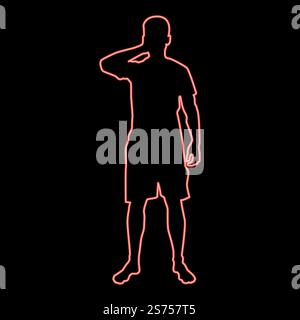 Homme néon fermant les yeux ses mains silhouette vue avant icône couleur noire illustration vectorielle style plat simple imagein cercle rond rouge illustration vectorielle image style plat lumière. Homme néon fermant les yeux ses mains silhouette vue avant icône de couleur noire illustration en cercle rond rouge illustration vectorielle image style plat Illustration de Vecteur