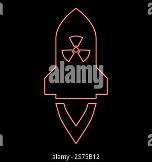 Fusée atomique au néon volant armes de missile nucléaire bombe radioactive concept militaire icône de vecteur de couleur noire illustration de style plat image simple couleur rouge illustration de vecteur image de style plat lumière. Fusée atomique au néon volant armes de missile nucléaire bombe radioactive concept militaire icône de vecteur de couleur noire illustration de style plat image de vecteur de couleur rouge illustration de style plat Illustration de Vecteur