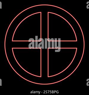 Cercle rond de croix de néon sur les pièces de concept de pain corps Christ Infinity signe dans l'illustration vectorielle de couleur rouge religieuse image de style plat lumière. Cercle rond de croix de néon sur les pièces de concept de pain corps Christ Infinity signe dans le style plat d'illustration vectorielle de couleur rouge religieuse Illustration de Vecteur