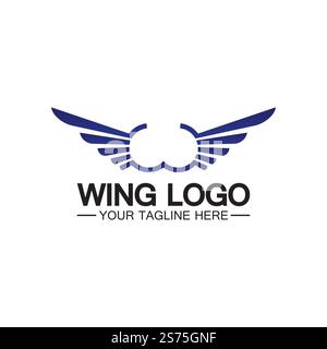 Lettre W pour logo des ailes, combinaison avec lettre et ailes Illustration de Vecteur