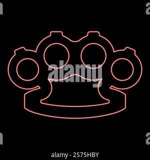 Néon Knuckleduster Knuckles arme pour la main rouge illustration vectorielle image de style plat lumière. Néon Knuckleduster Knuckles arme pour la main rouge illustration vectorielle image style plat Illustration de Vecteur
