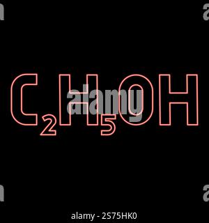 Néon formule chimique C2H5OH éthanol alcool éthylique rouge illustration vectorielle image de style plat lumière. Néon formule chimique C2H5OH éthanol alcool éthylique rouge illustration vectorielle image style plat Illustration de Vecteur