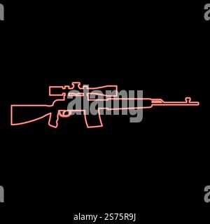 Icône de fusil de sniper néon couleur noire illustration vectorielle style plat image simple illustration vectorielle couleur rouge image lumière de style plat. Icône de fusil de sniper néon couleur noire illustration vectorielle image de style plat illustration vectorielle couleur rouge image style plat Illustration de Vecteur