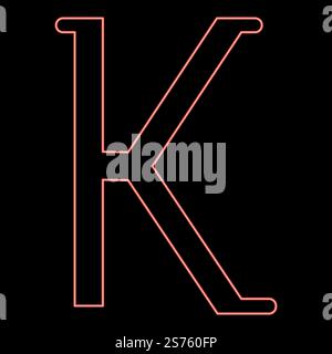 Néon kappa symbole grec petite lettre minuscule police rouge couleur vecteur illustration image plat style lumière. Néon kappa symbole grec petite lettre minuscule police rouge couleur vecteur illustration image style plat Illustration de Vecteur