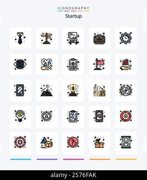 Pack d'icônes Creative Startup 25 Line Fed, comme l'horloge. sac. graphique. terminé. entreprise Illustration de Vecteur