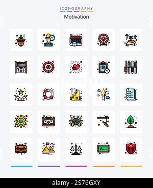 Creative motivation 25 Line Fed Icon pack tel que Line. main. programme. croissance. cible Illustration de Vecteur