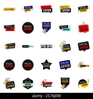 25 modèles vectoriels accrocheurs dans l'offre spéciale idéale pour le marketing Illustration de Vecteur