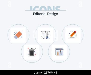Editorial Design Pack d'icônes plates 5 Icon Design. couleur. stylo. dessiner. dessin. art Illustration de Vecteur