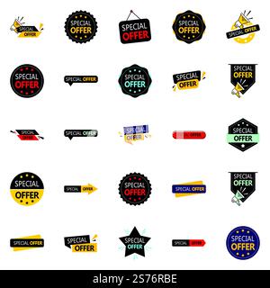 25 modèles vectoriels accrocheurs dans l'offre spéciale idéale pour le marketing Illustration de Vecteur