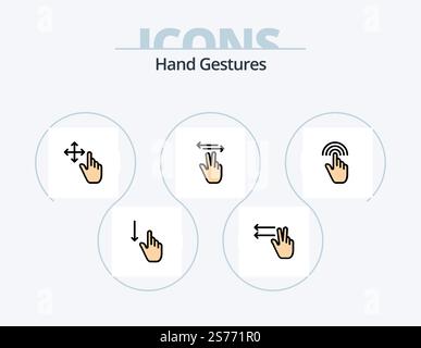 Gestes de la main ligne remplie icône Pack 5 conception d'icônes. déplacer. haut. cliquez sur. doigt. main Illustration de Vecteur